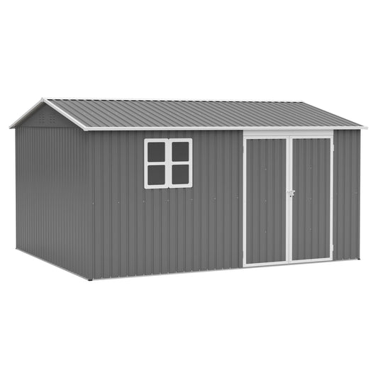 12 x 10FT Grey Metal Outdoor Storage Shed