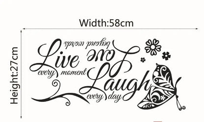 Live Laugh Love Butterfly Wall Art Sticker