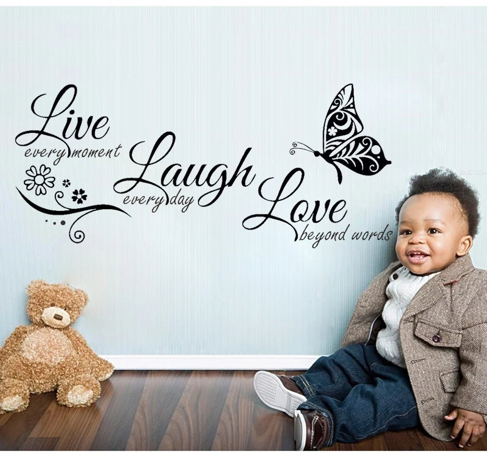 Live Laugh Love Butterfly Wall Art Sticker