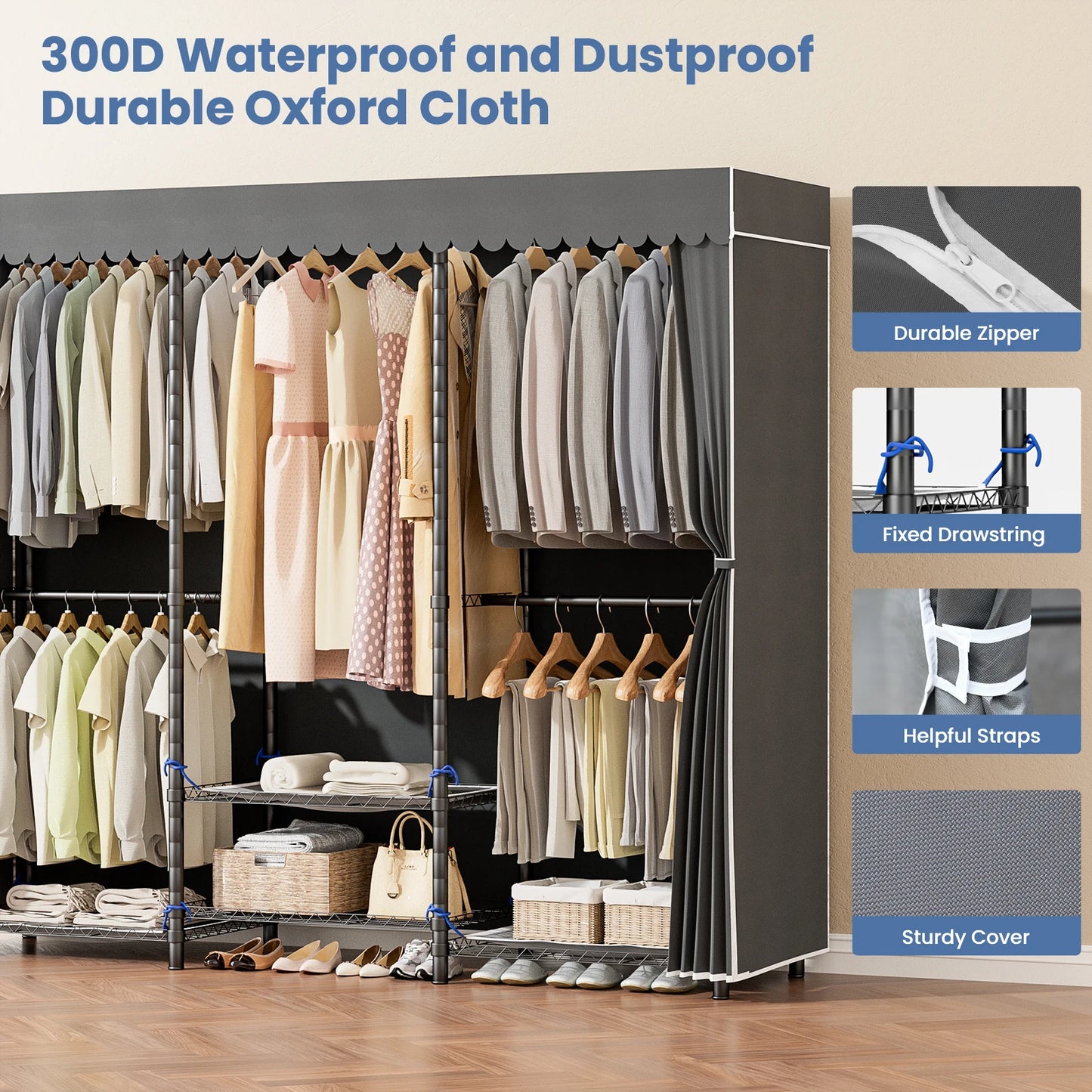 Freestanding Portable Clothes Storage Rack