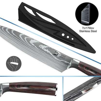 8 Piece Damascus Kitchen Knife Set