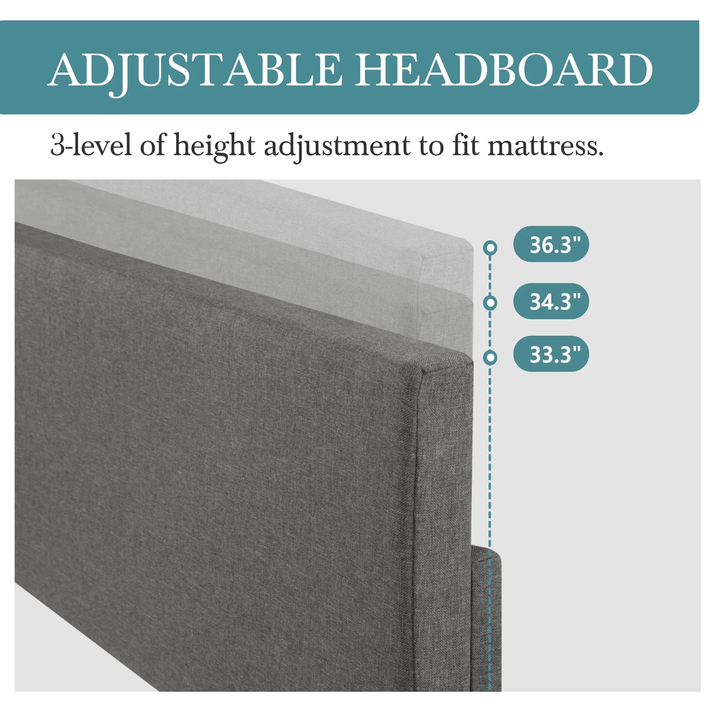 Bed Frame with Adjustable Headboard
