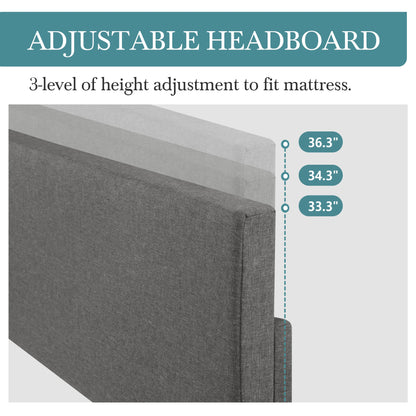 Bed Frame with Adjustable Headboard