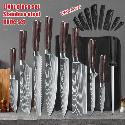 9 Piece Stainless Kitchen Knife Set
