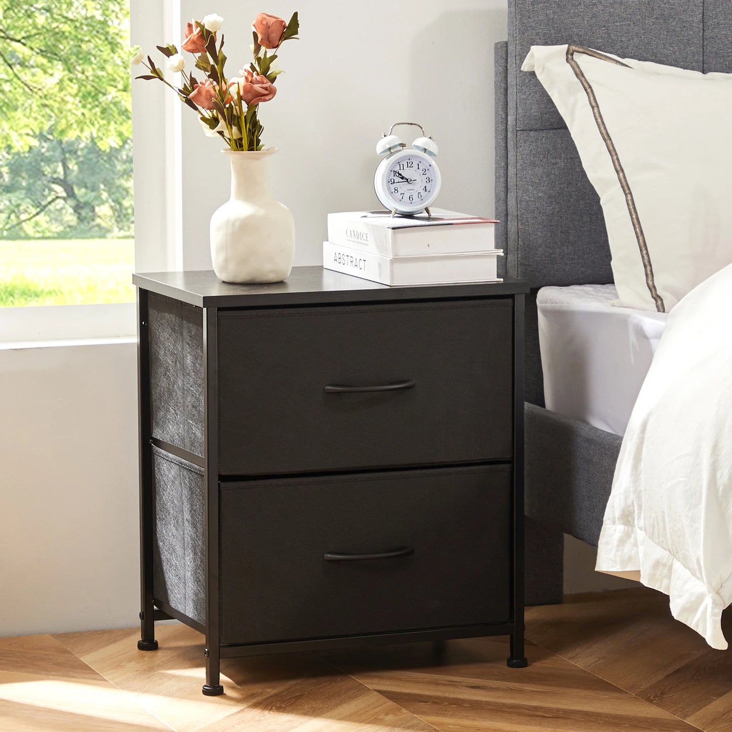 Two Drawer Nightstand Table For Bedroom
