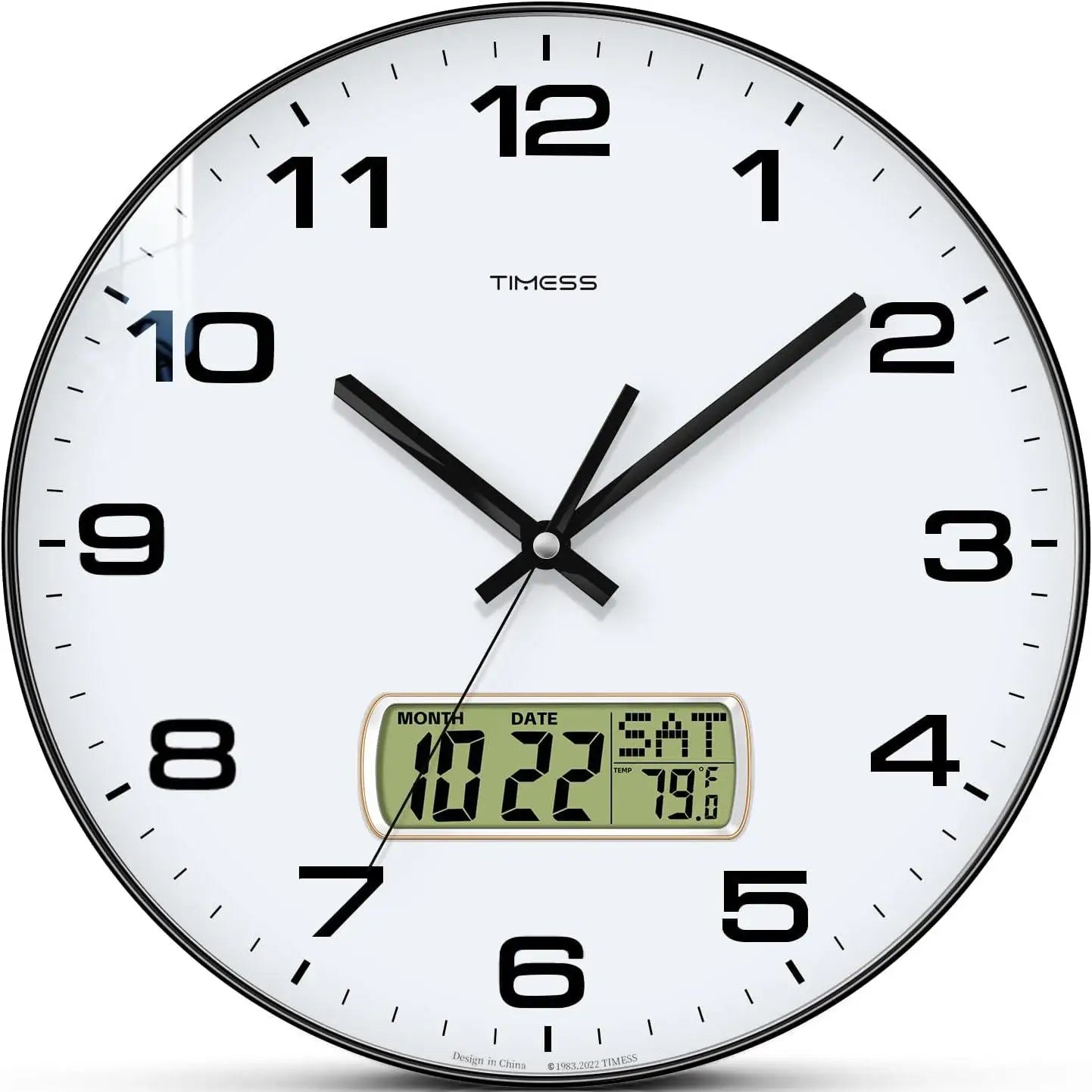 Calendar Wall Clock,  3 Sizes 4 Colors