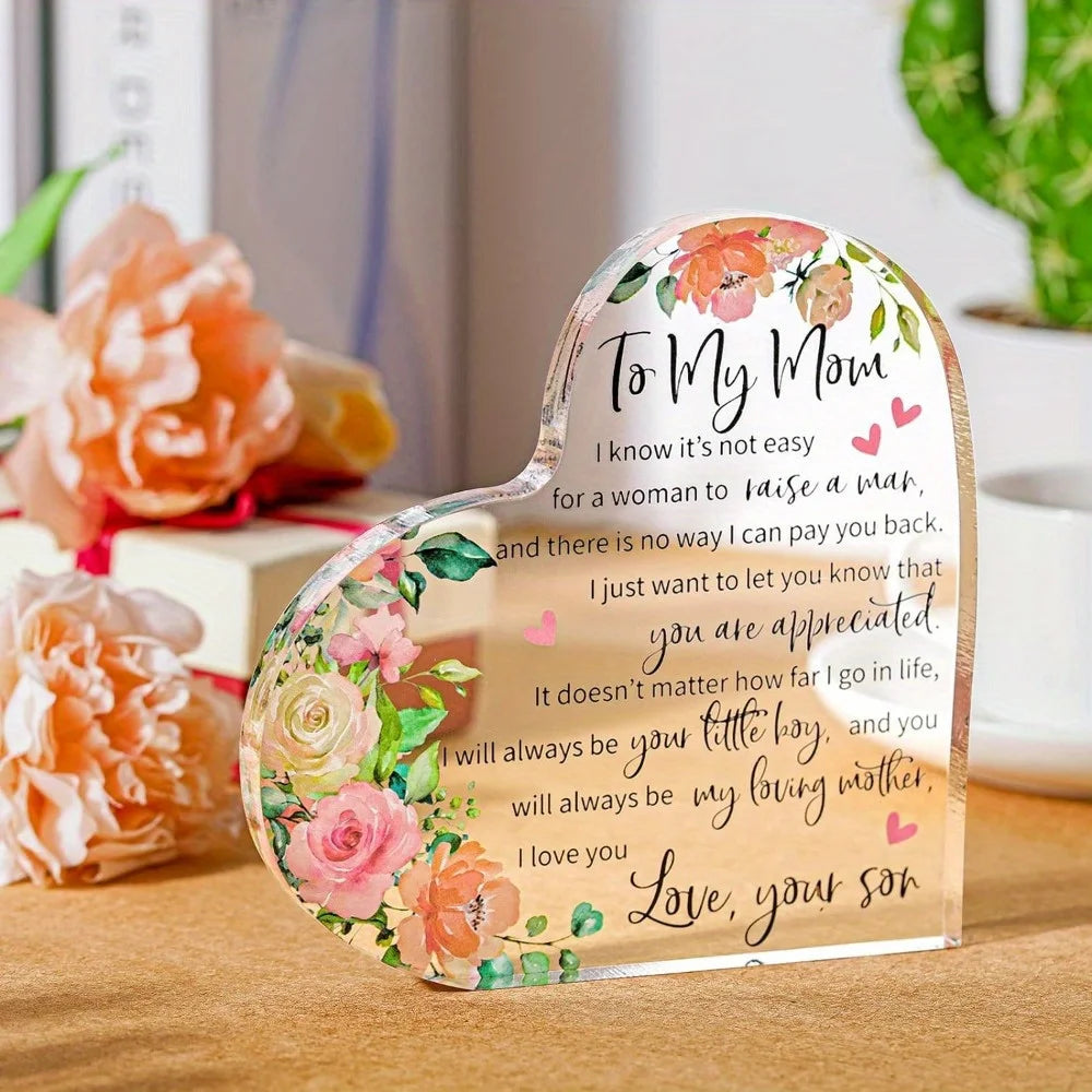 Mom Acrylic Heart Plaque
