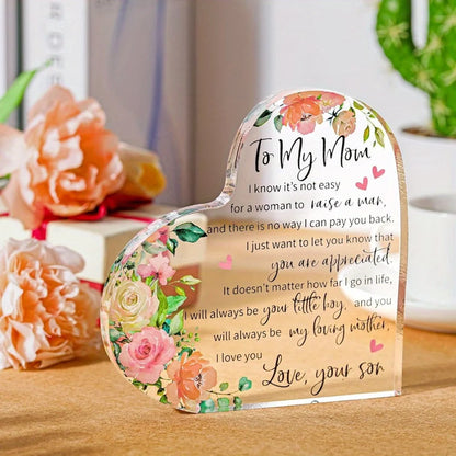 Mom Acrylic Heart Plaque