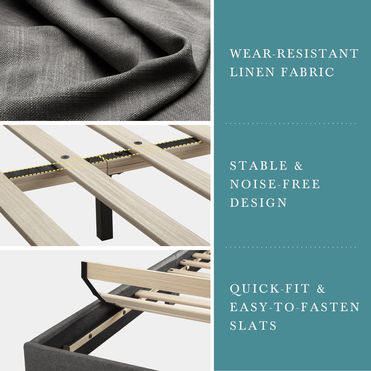 Bed Frame with Adjustable Headboard