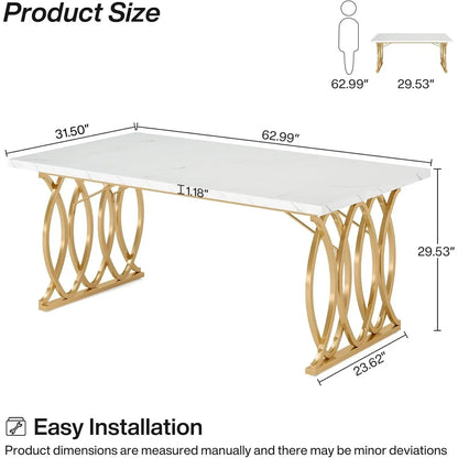 63" Large Kitchen Table for 4-6 People