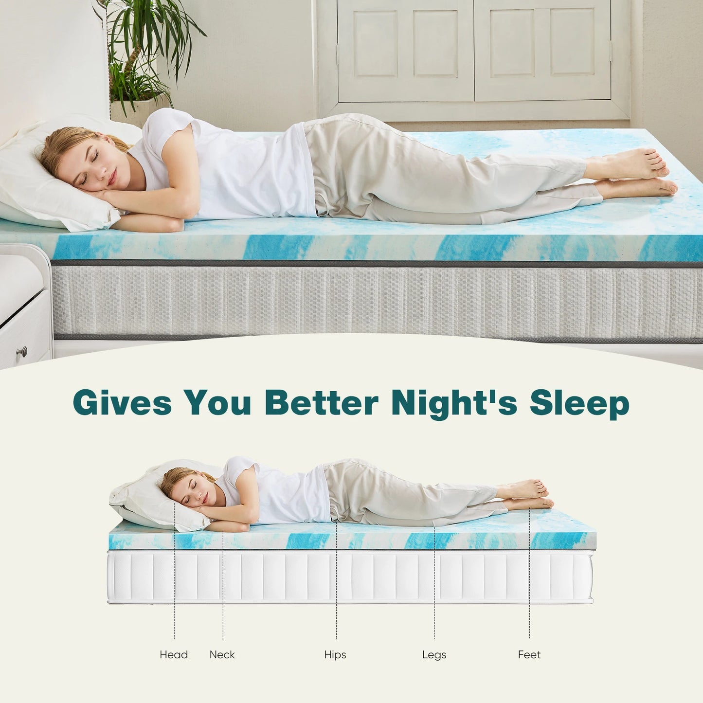 2-3 Inch Gel Memory Foam Mattress Topper