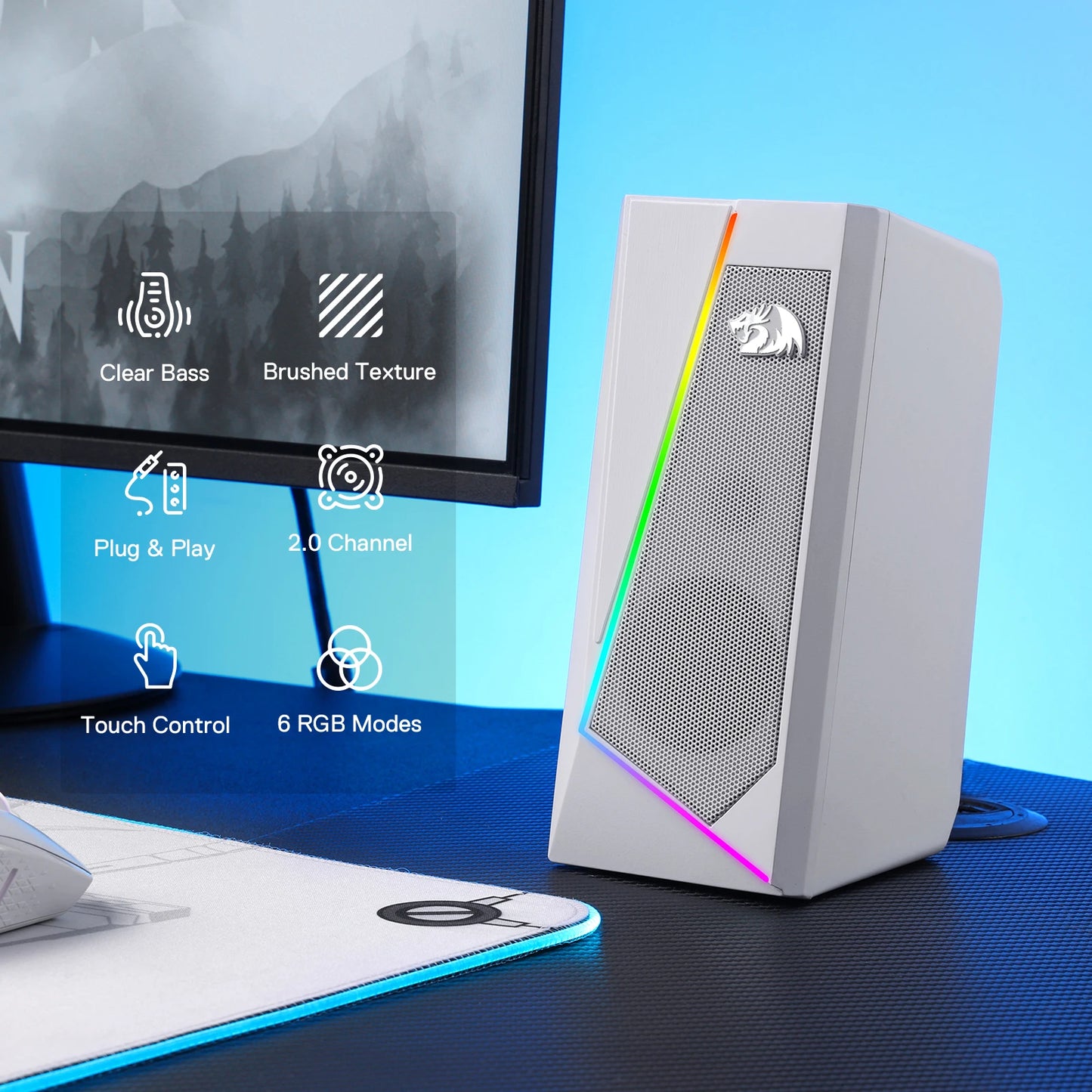 RGB Desktop Speakers 6 Colorful LED Modes