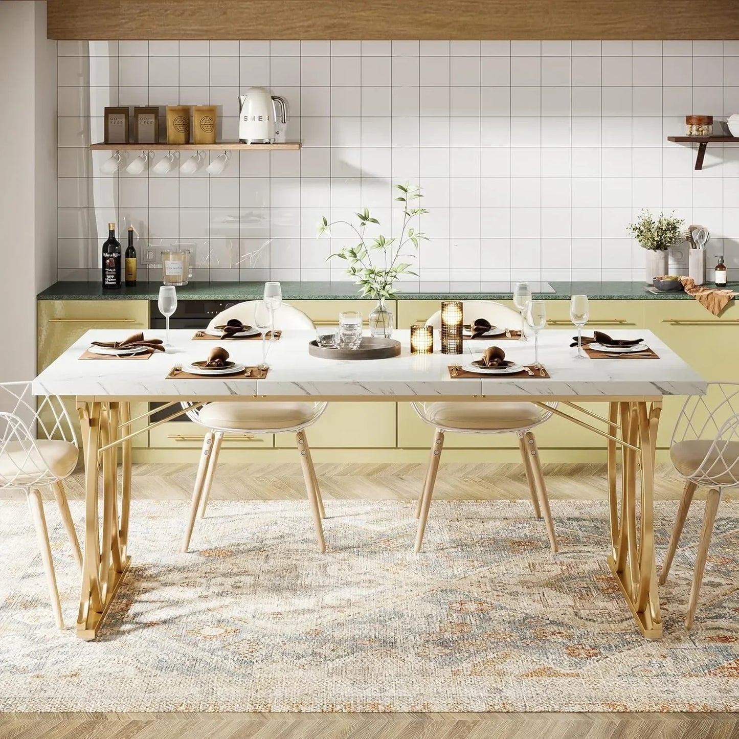 63" Large Kitchen Table for 4-6 People