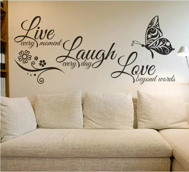 Live Laugh Love Butterfly Wall Art Sticker