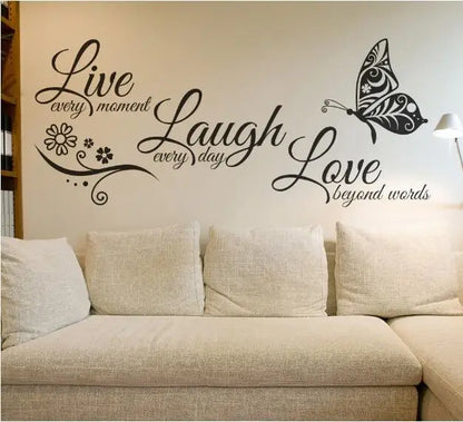 Live Laugh Love Butterfly Wall Art Sticker