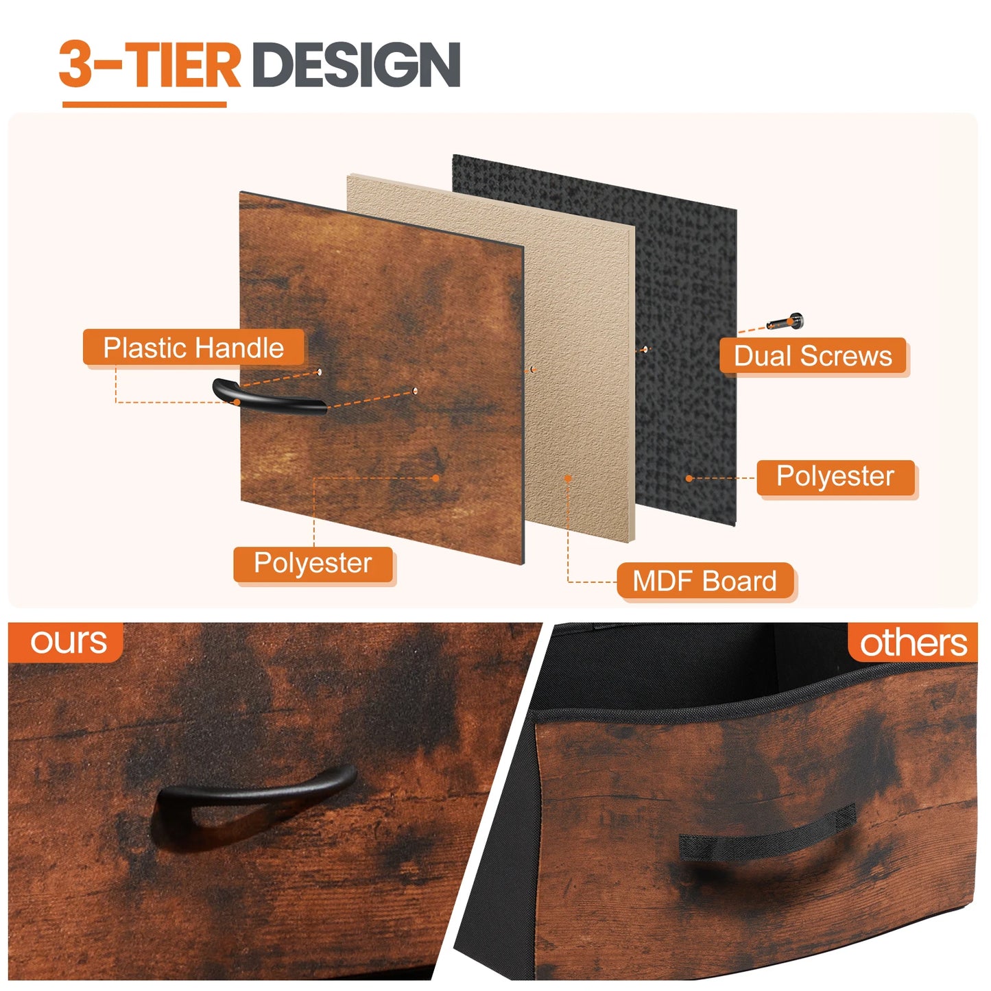Two Drawer Nightstand Table For Bedroom