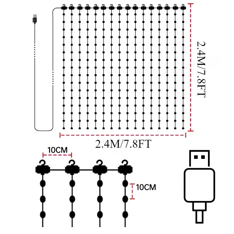 LED Smart Curtain Lights with Music App Controls