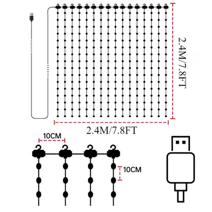 LED Smart Curtain Lights with Music App Controls